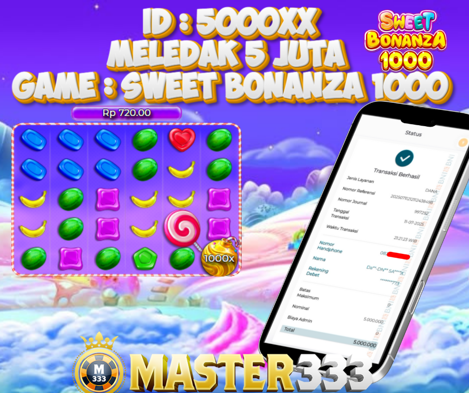  MASTER333 JACKPOT SLOT Sweet Bonanza 1000  Rp.5,000,000.,- LUNAS